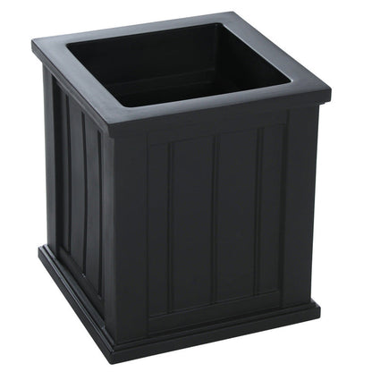 Cape Cod 16-inch Black Square Self-Watering Patio Planter