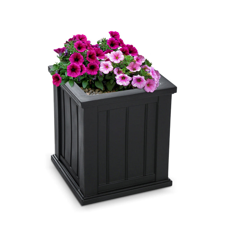 Cape Cod 16-inch Black Square Self-Watering Patio Planter