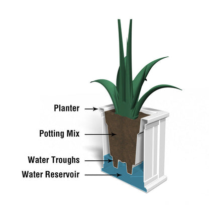 Cape Cod 16-inch Black Square Self-Watering Patio Planter