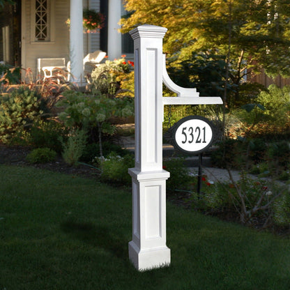 Woodhaven White Decorative Address Sign Post with Arm