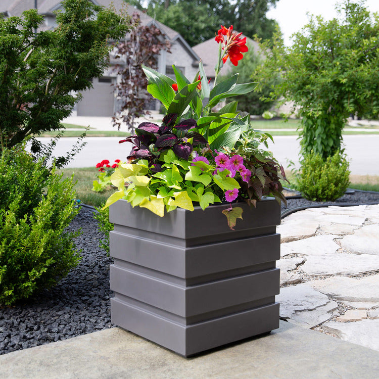 Freeport 18-inch Grey Self-Watering Square Pot Planter