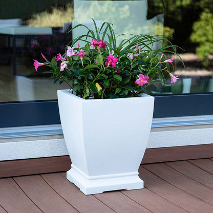 Acadia 18-inch White Self-Watering Pot Planter