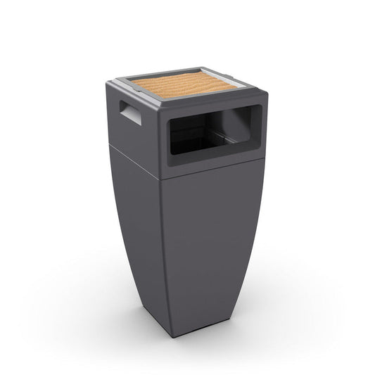 Kobi 43-inch Tall Black Lift Waste Bin with Ashtray Insert - 24 Gallons