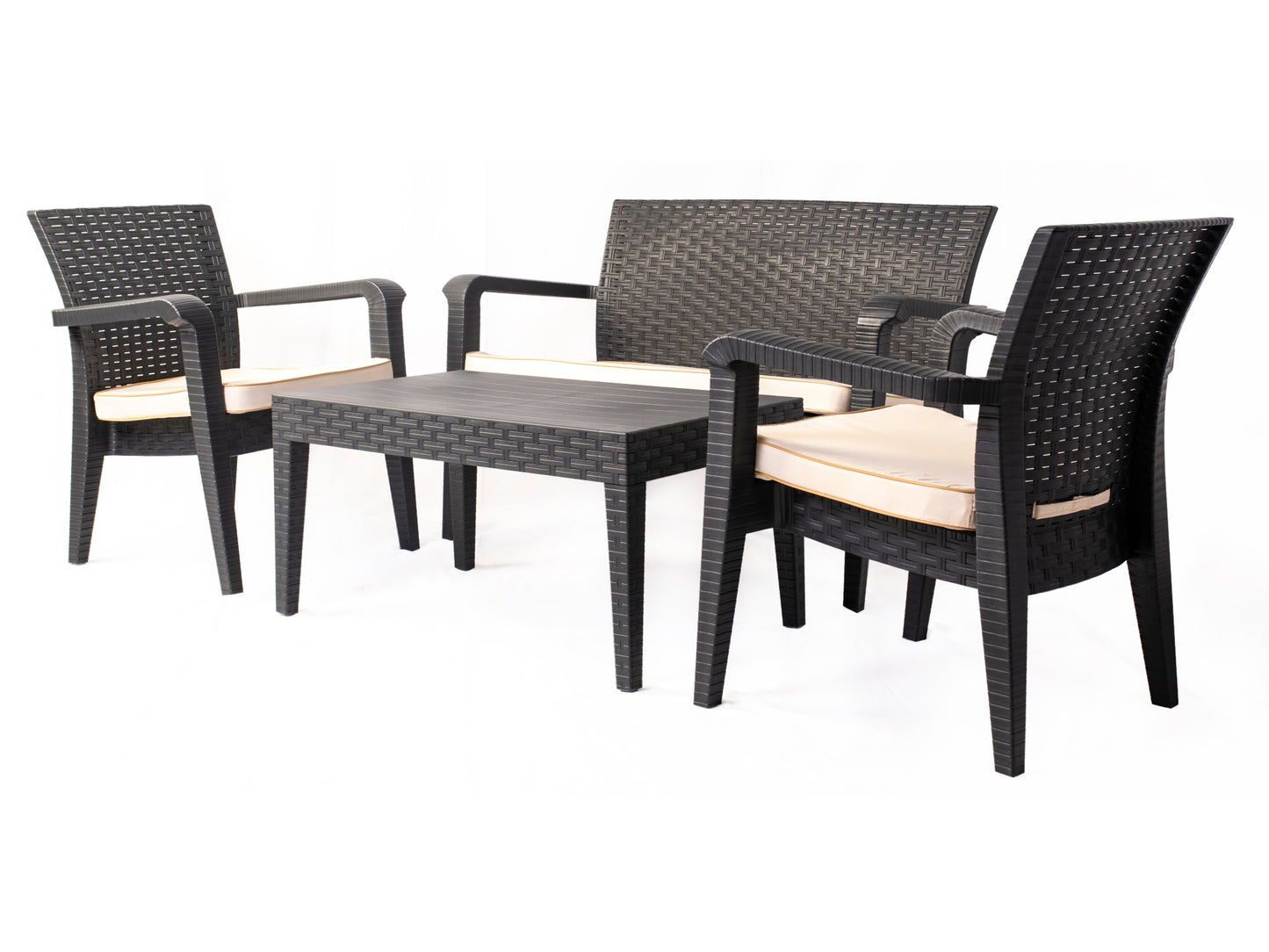 Rainbow Outdoor Furniture Alaska 4-Piece Anthracite Outdoor Seating Set with Polyester Cushions