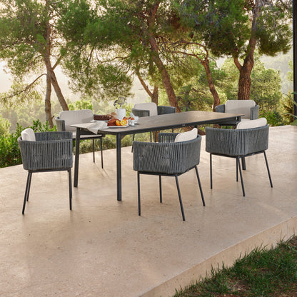 Skyline Design Boston 87" Rectangle Outdoor Dining Table with Glass Top