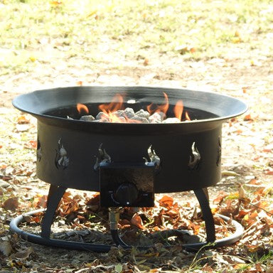 Hiland 19" Round AZ Patio Portable Propane Black Fire Pit, 40,000 BTUs