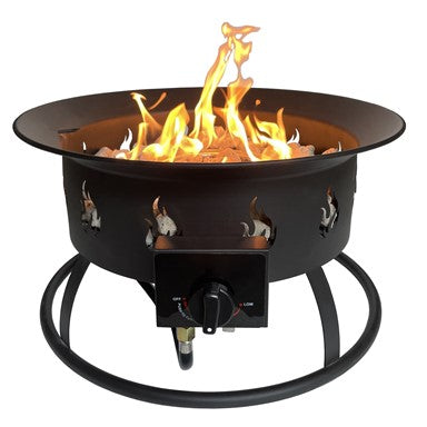 Hiland 19" Round AZ Patio Portable Propane Black Fire Pit, 40,000 BTUs