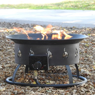 Hiland 19" Round AZ Patio Portable Propane Black Fire Pit, 40,000 BTUs