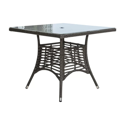 Panama Jack Graphite Outdoor Square Table with Clear Glass Tabletop