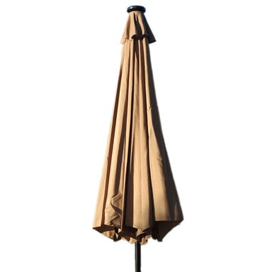 AZ Patio Heaters Tan Solar Market Patio Umbrella with LED Lights