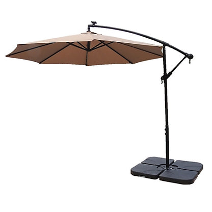 AZ Patio Heaters Tan Solar Market Patio Umbrella with LED Lights