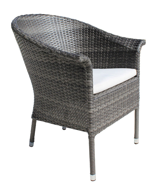 Hospitality Rattan Patio Ultra Grey Resin Wicker Stackable Outdoor Armchair with Cushion